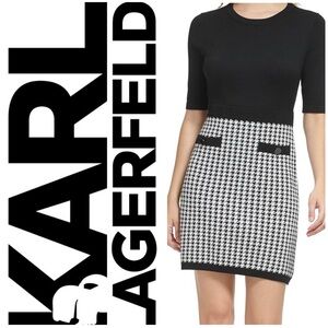 Karl Lagerfeld Paris, sz XL, Dress, knit houndstooth sweater dress, NWT